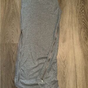 Gray Sleeveless Dress with Zipper Accents